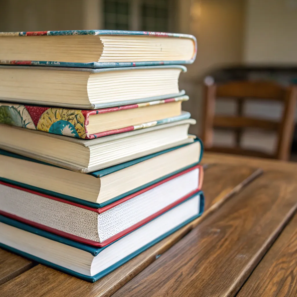 Stack of books ready for reading